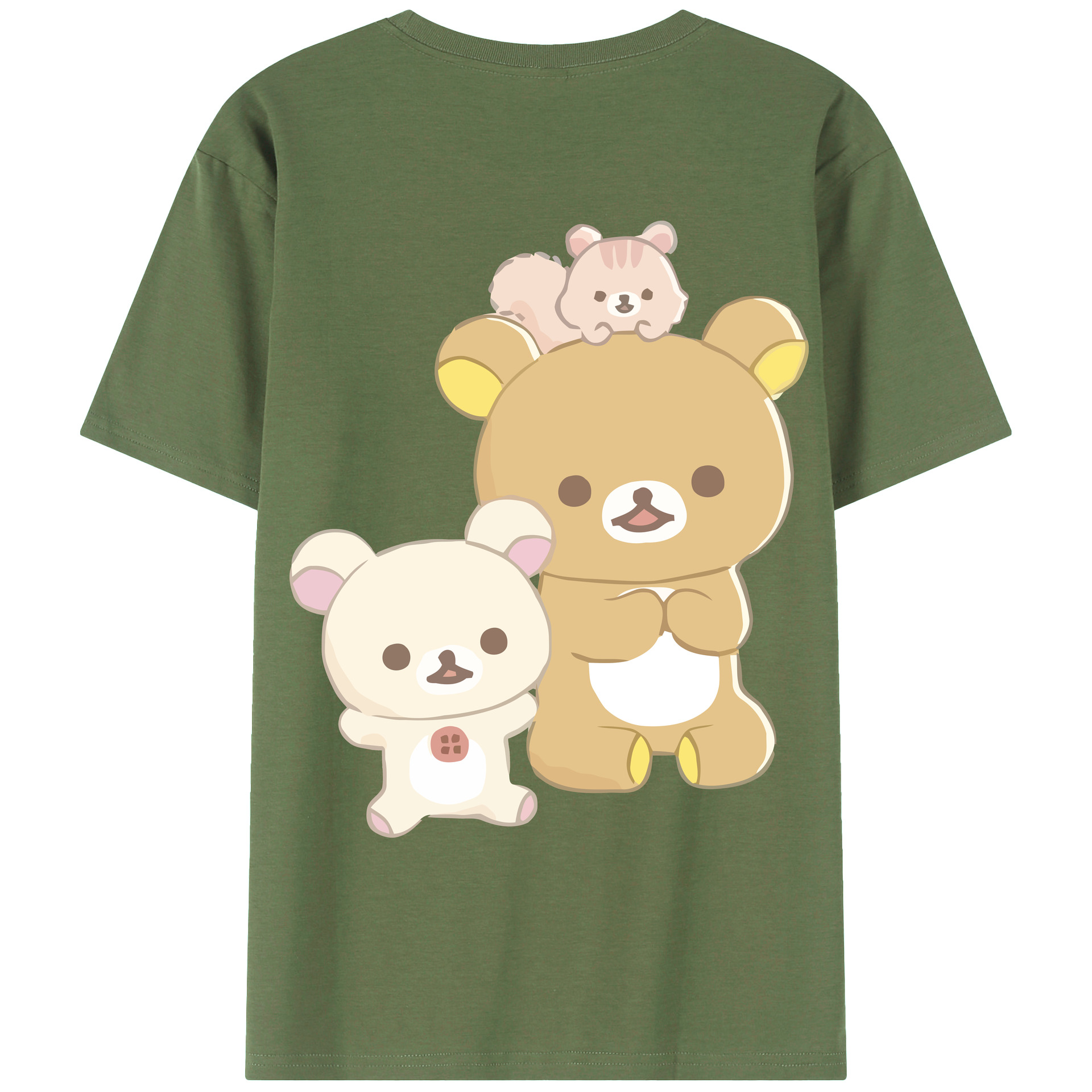 （画像用） リラックマ リラックマ キイロイトリ Rilakkuma Korilakkuma Kiiroitori 綿100％ メンズ半袖Tシャツ（バックプリント） 通気性